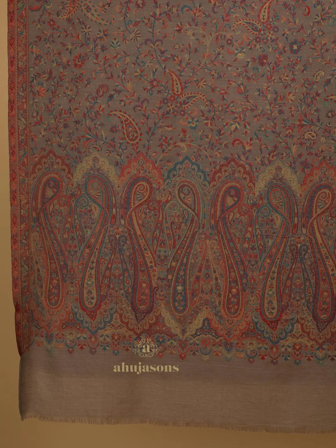 Classic Shawl Wool Blend with Jaal With Zari Pattern in Multi