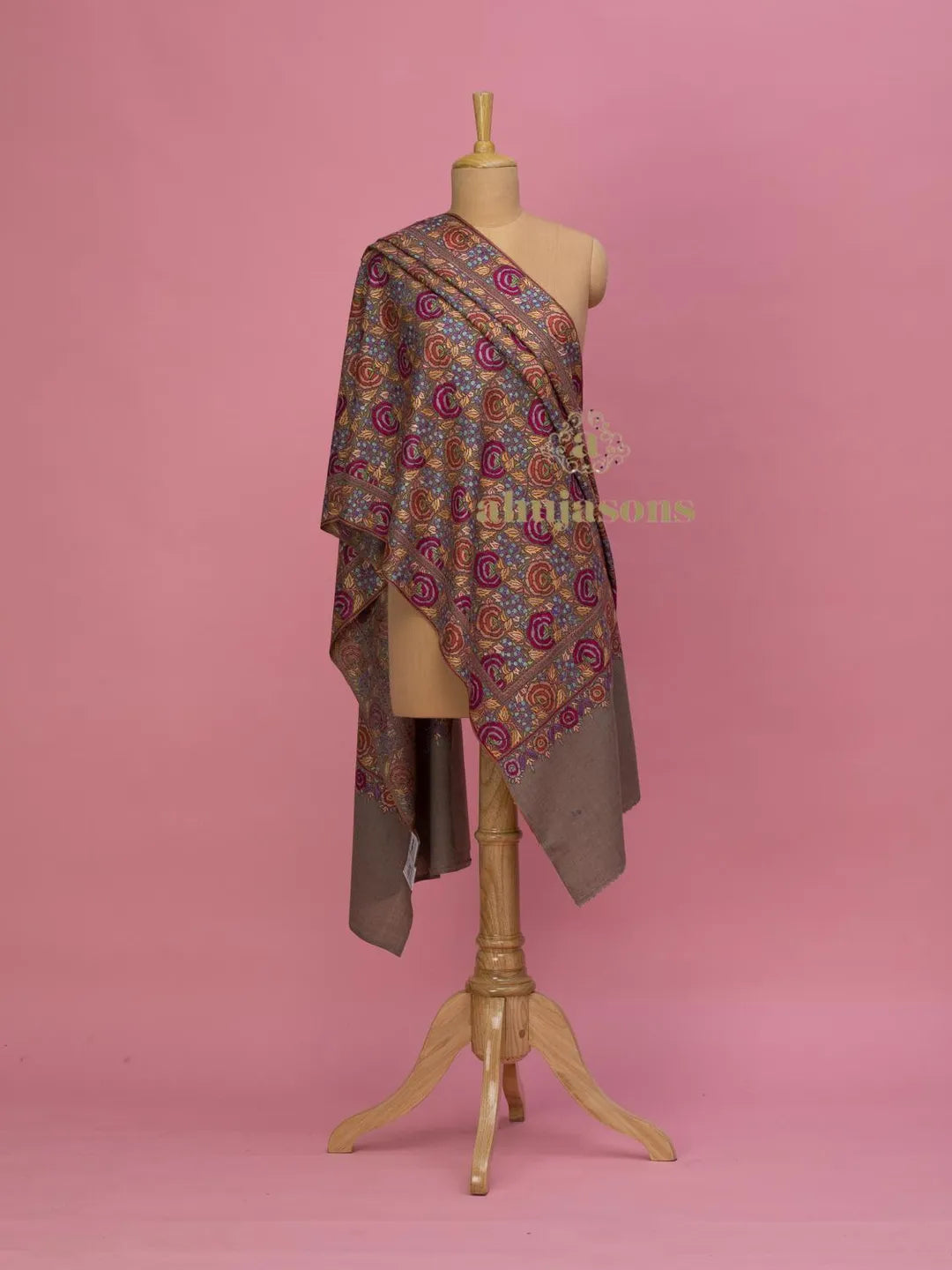 Elegant Handloom Pashmina Shawl in Beige