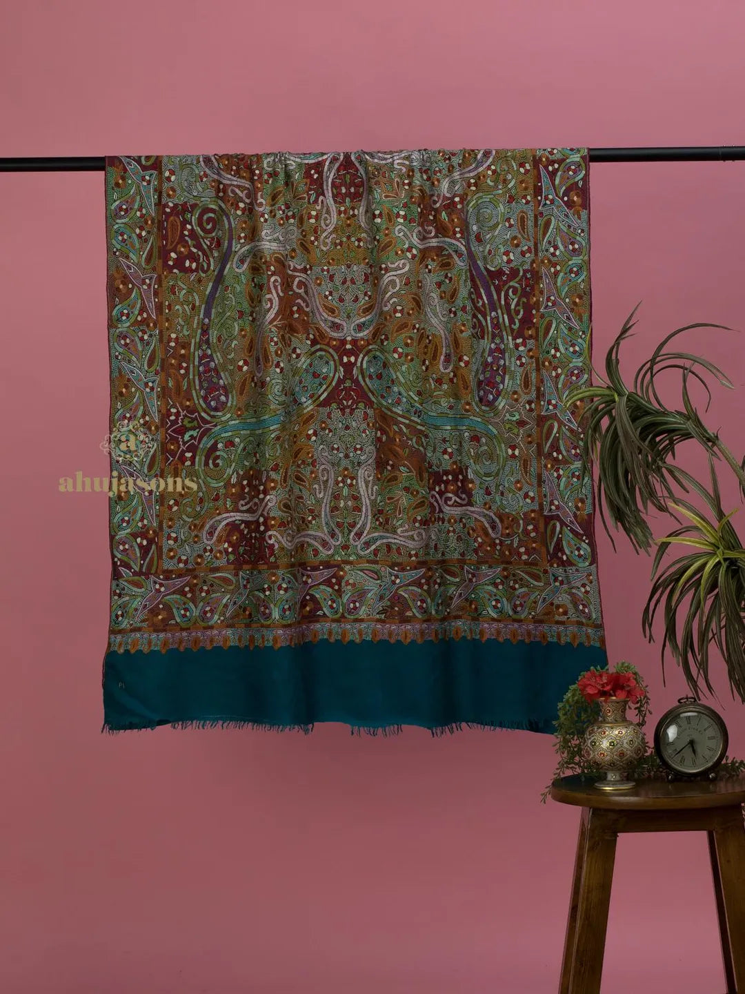 Elegant Handloom Pashmina Shawl in Blue