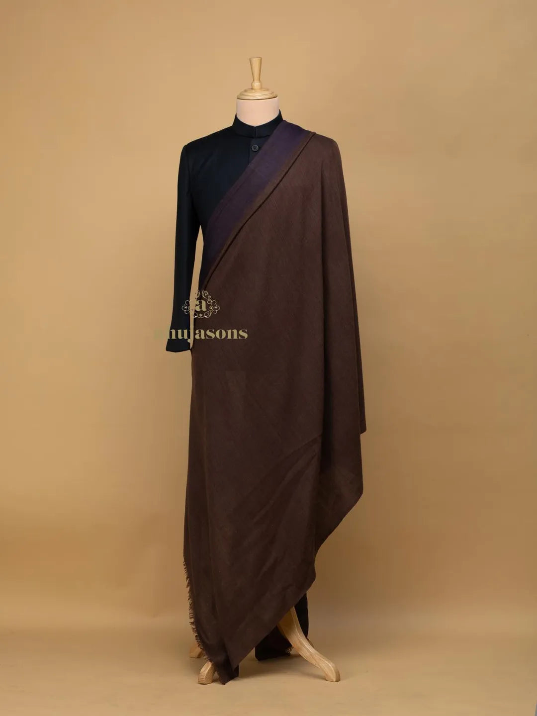 Elegant Shawl Wool Blend with Reversible Pattern in Multi