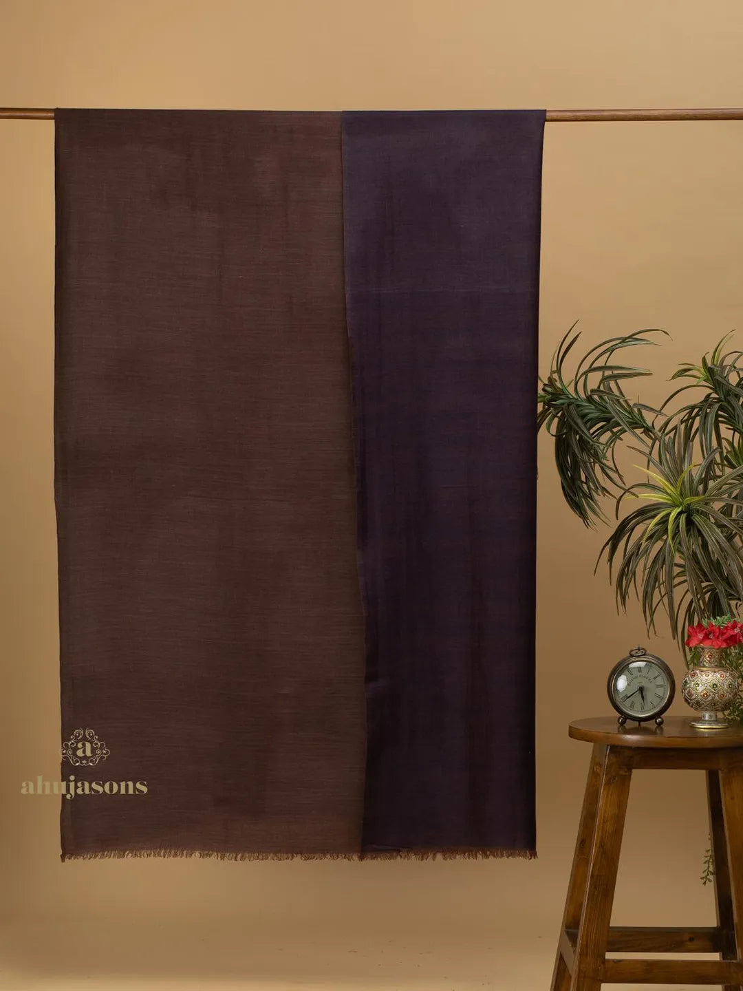 Elegant Shawl Wool Blend with Reversible Pattern in Multi