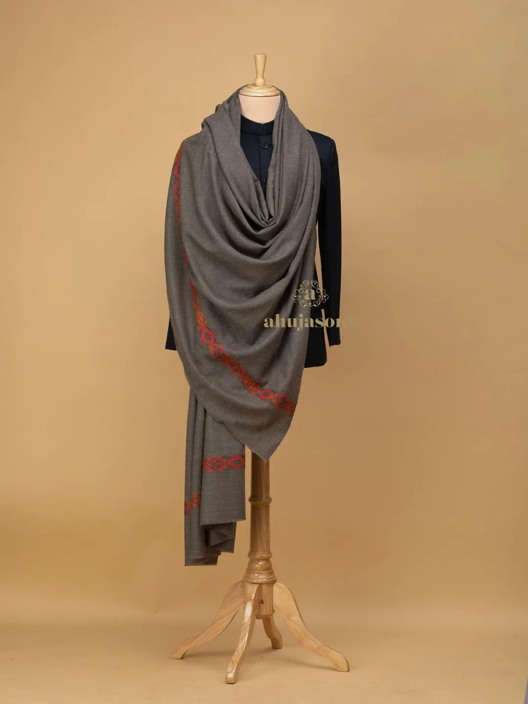 Classic Shawl Wool Blend with Kaani Pattern in Beige