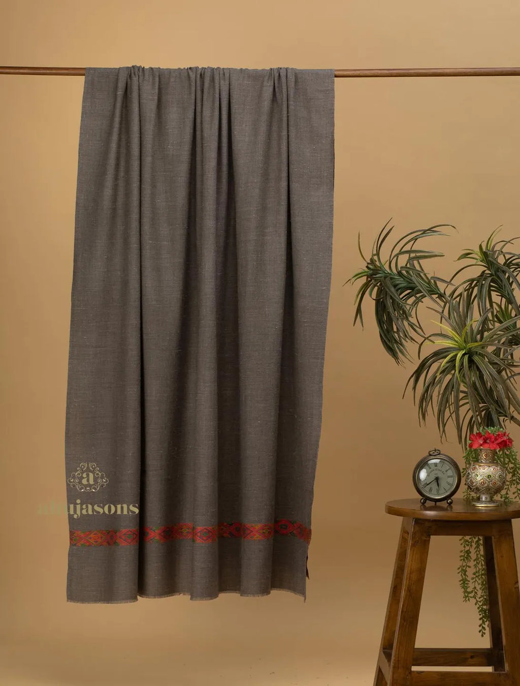 Classic Shawl Wool Blend with Kaani Pattern in Beige