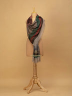 Elegant Stole Wool Blend with Dobby Pattern in Multi