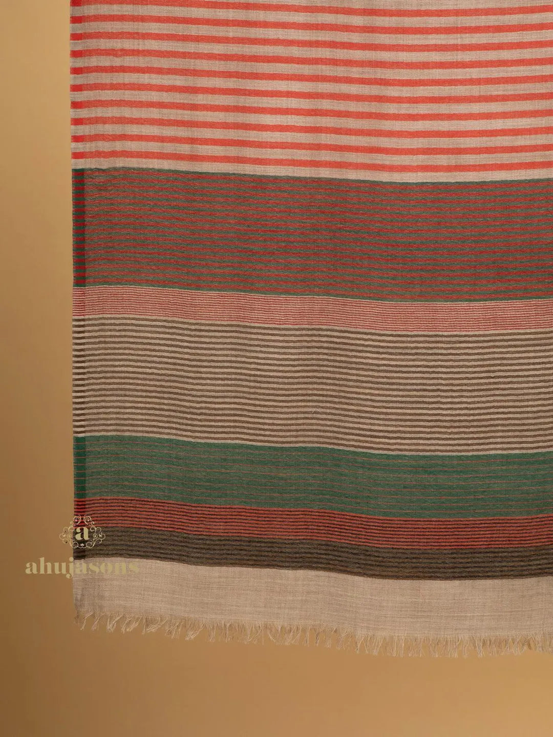 Elegant Stole Wool Blend with Dobby Pattern in Multi