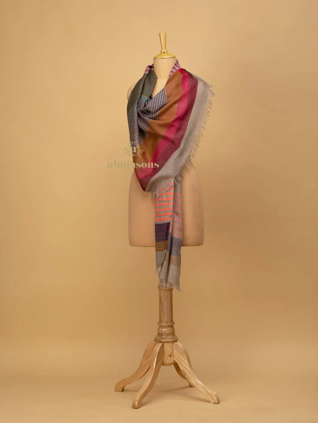 Chic Stole Wool Blend with Dobby Pattern in Multi