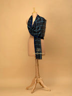 Elegant Stole Wool Blend with Dobby Pattern in Black
