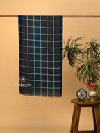 Elegant Stole Wool Blend with Dobby Pattern in Black