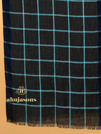 Elegant Stole Wool Blend with Dobby Pattern in Black