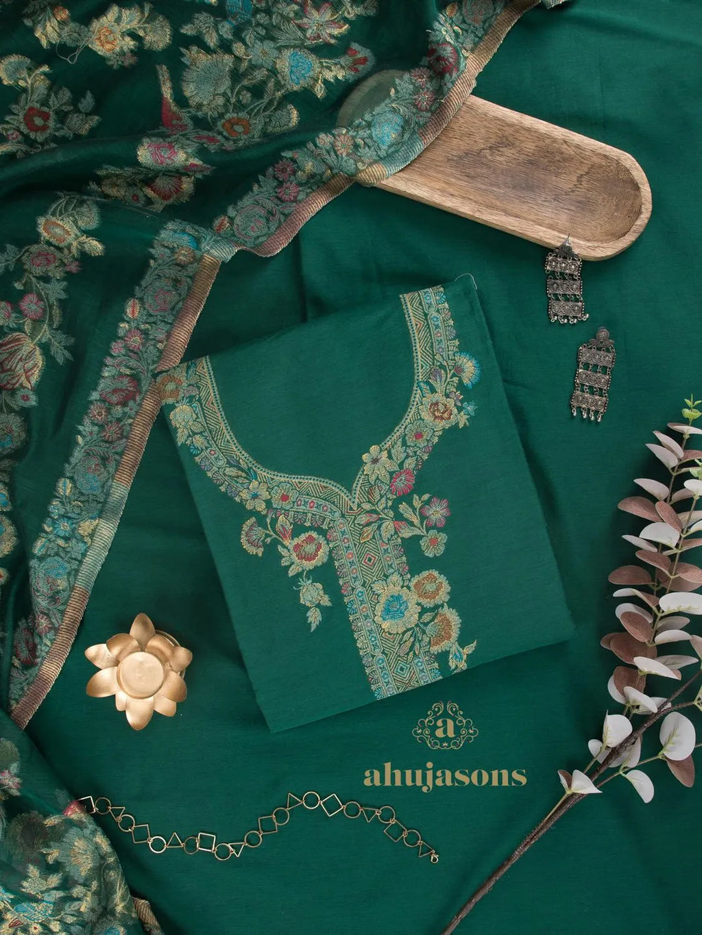 Cotton Silk Suit With Zari Weaving