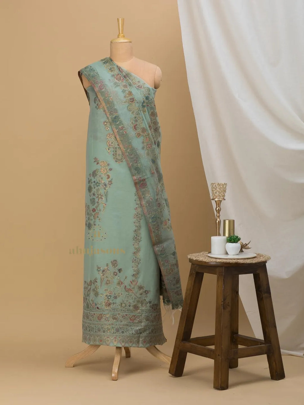 Cotton Silk Suit With Zari Weaving