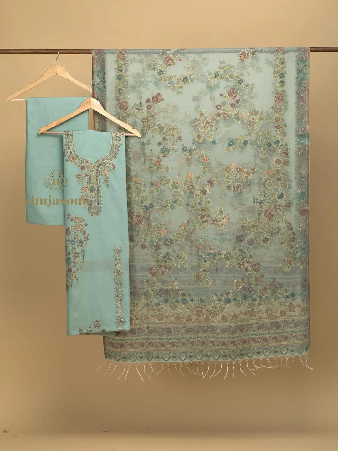 Cotton Silk Suit With Zari Weaving