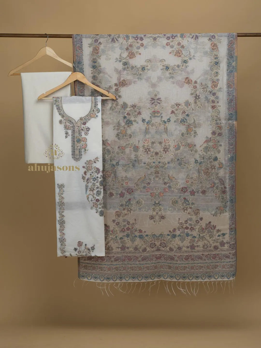 Cotton Silk Suit With Zari Weaving