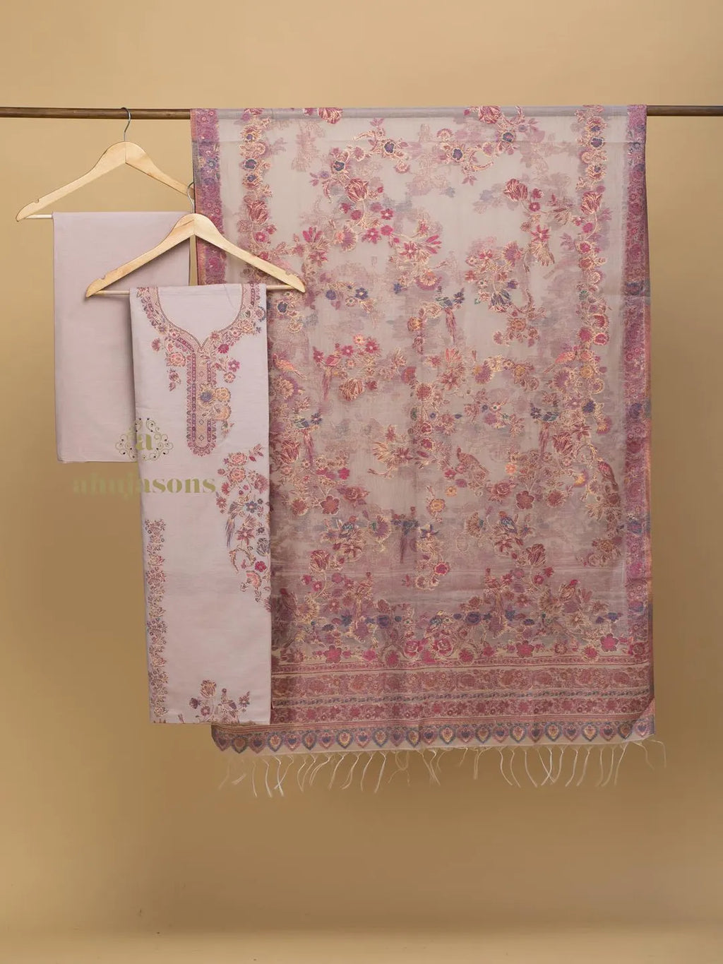 Cotton Silk Suit With Zari Weaving