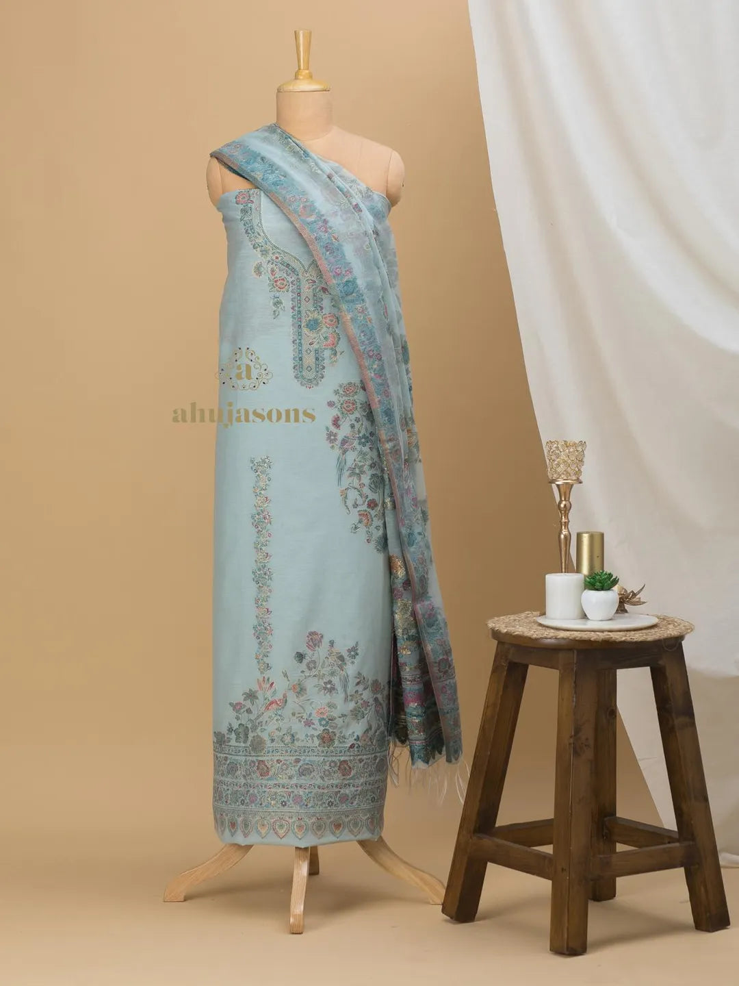 Cotton Silk Suit With Zari Weaving