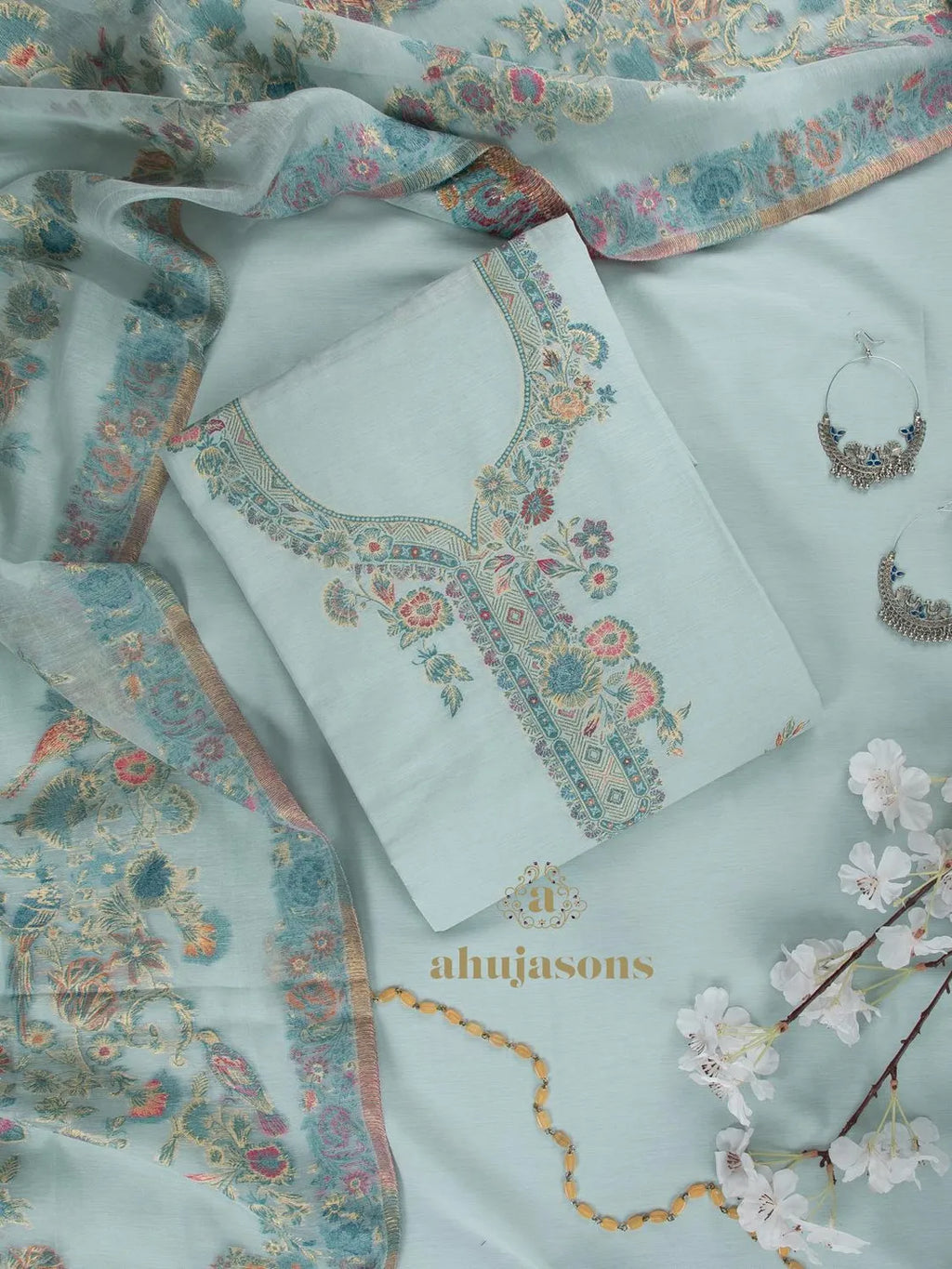 Cotton Silk Suit With Zari Weaving