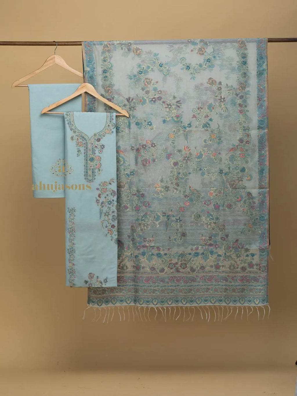 Cotton Silk Suit With Zari Weaving