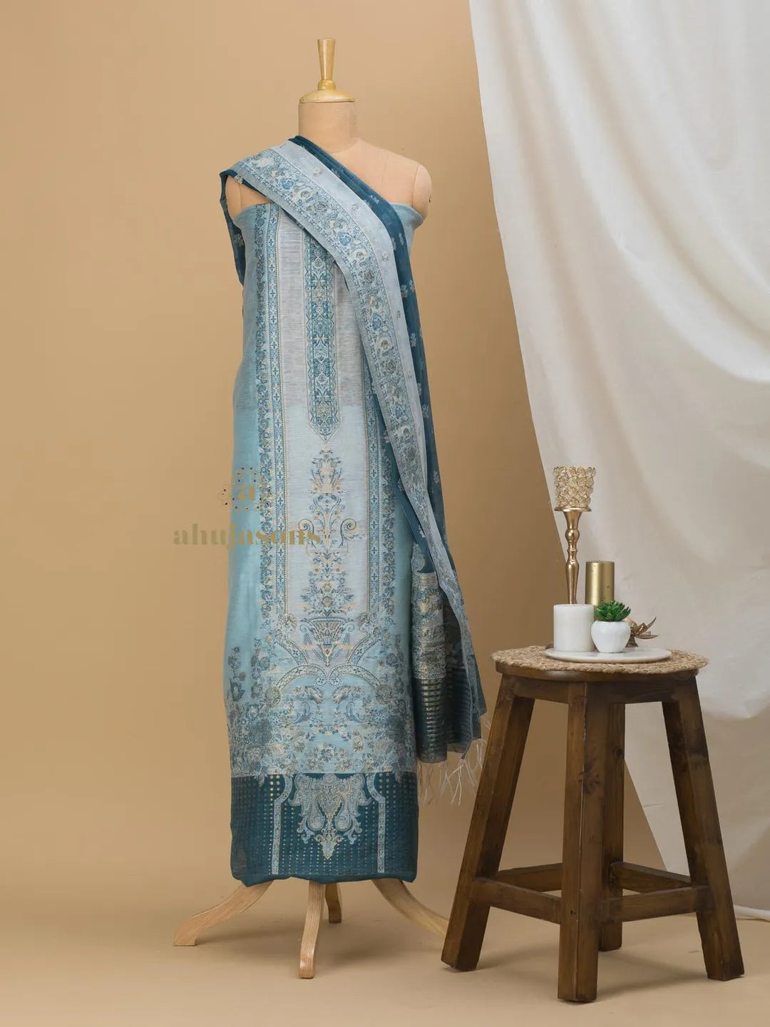 Cotton Silk Suit With Zari Weaving