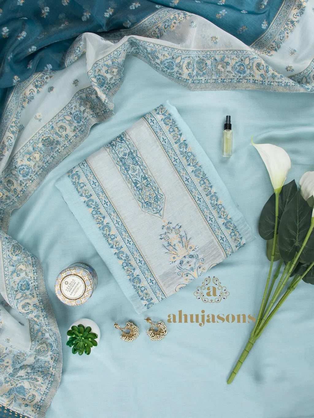 Cotton Silk Suit With Zari Weaving