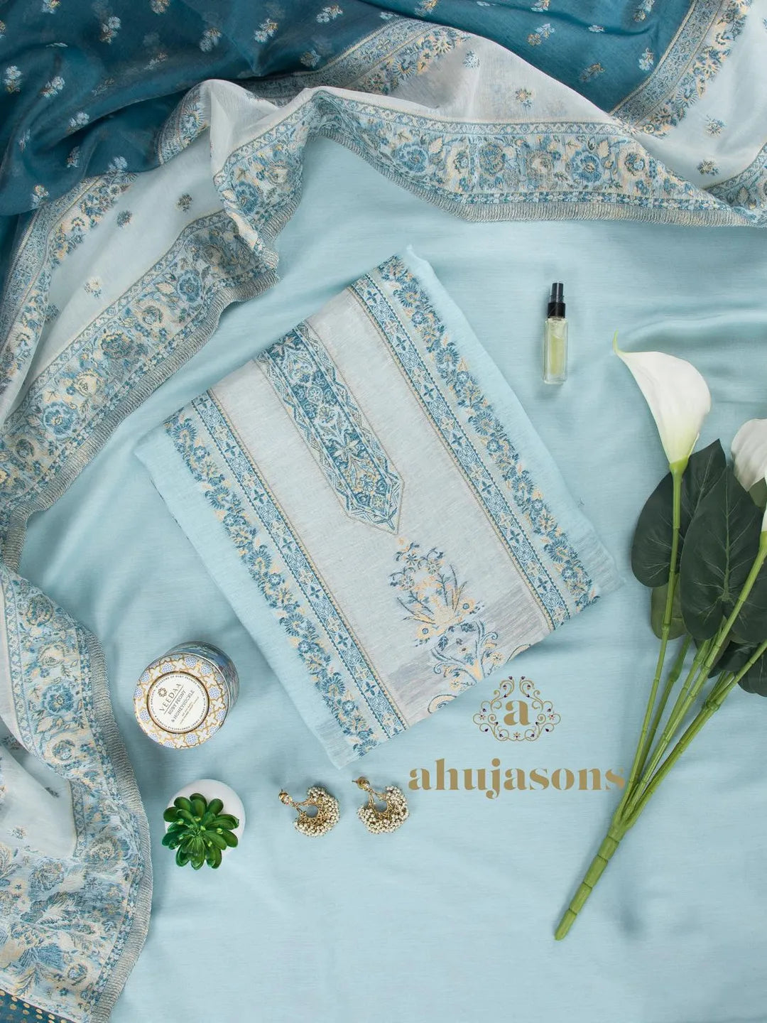 Cotton Silk Suit With Zari Weaving