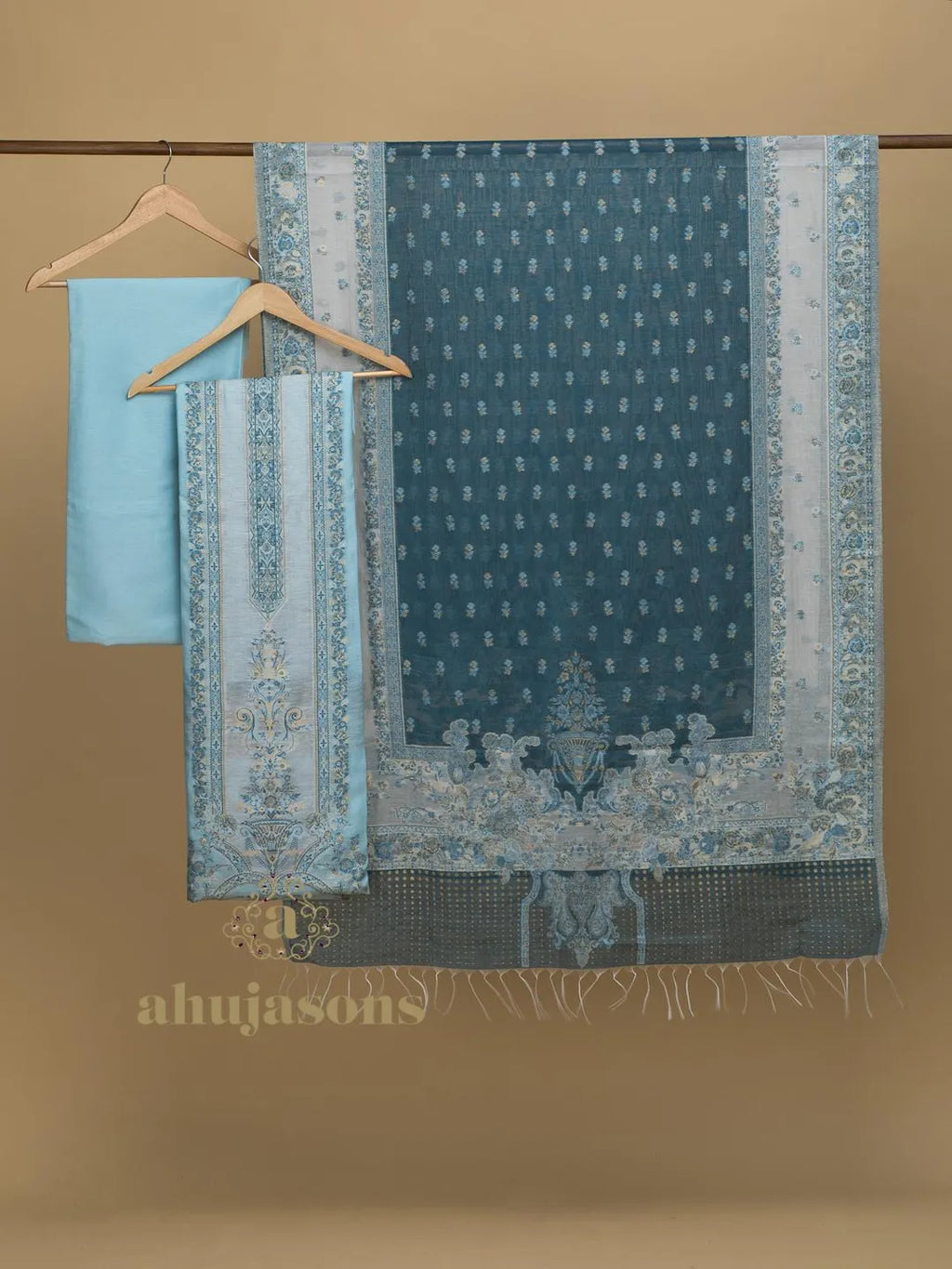 Cotton Silk Suit With Zari Weaving