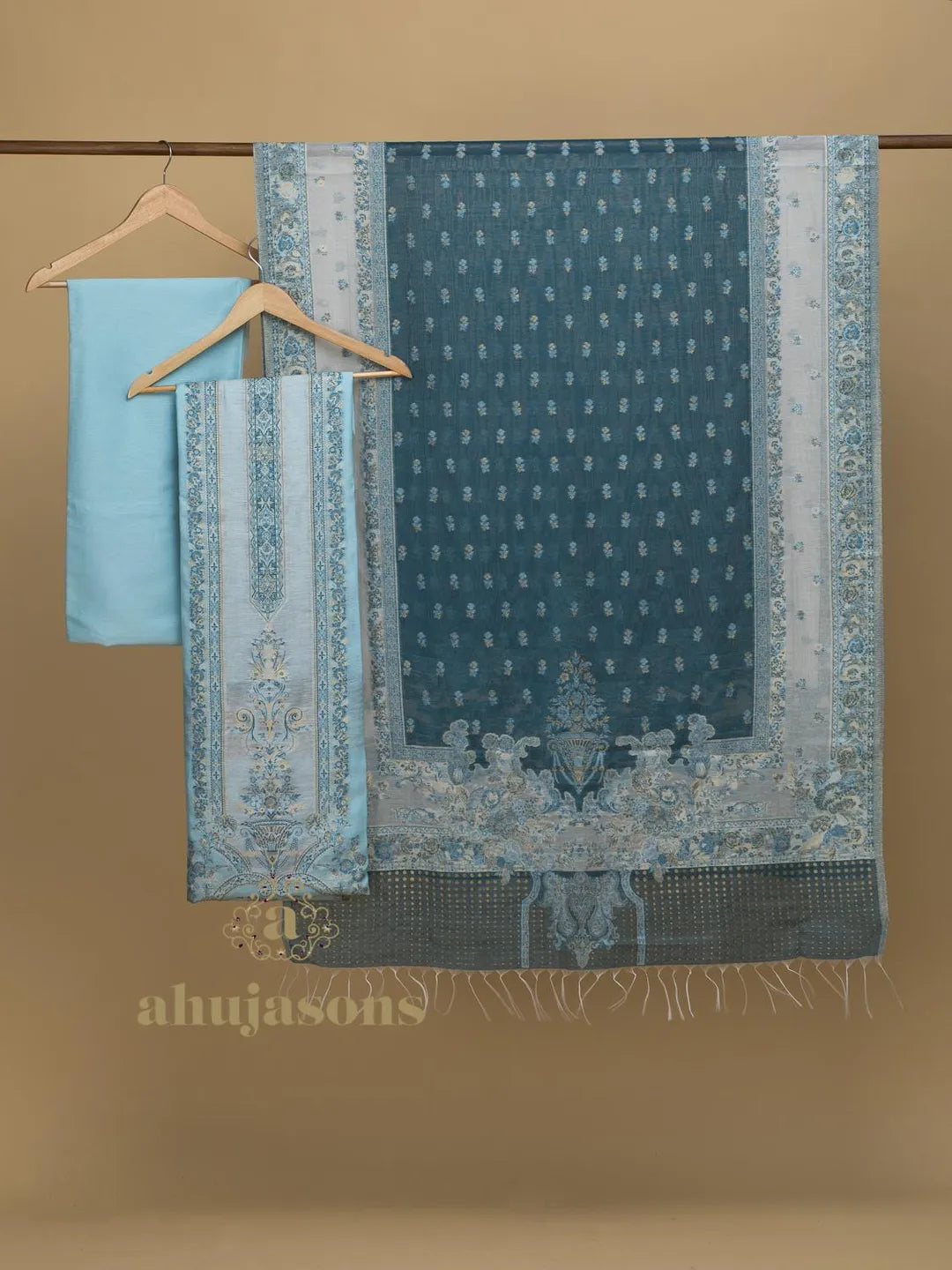 Cotton Silk Suit With Zari Weaving