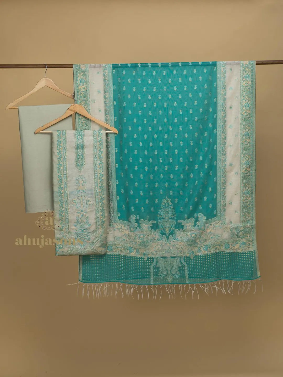 Cotton Silk Suit With Zari Weaving