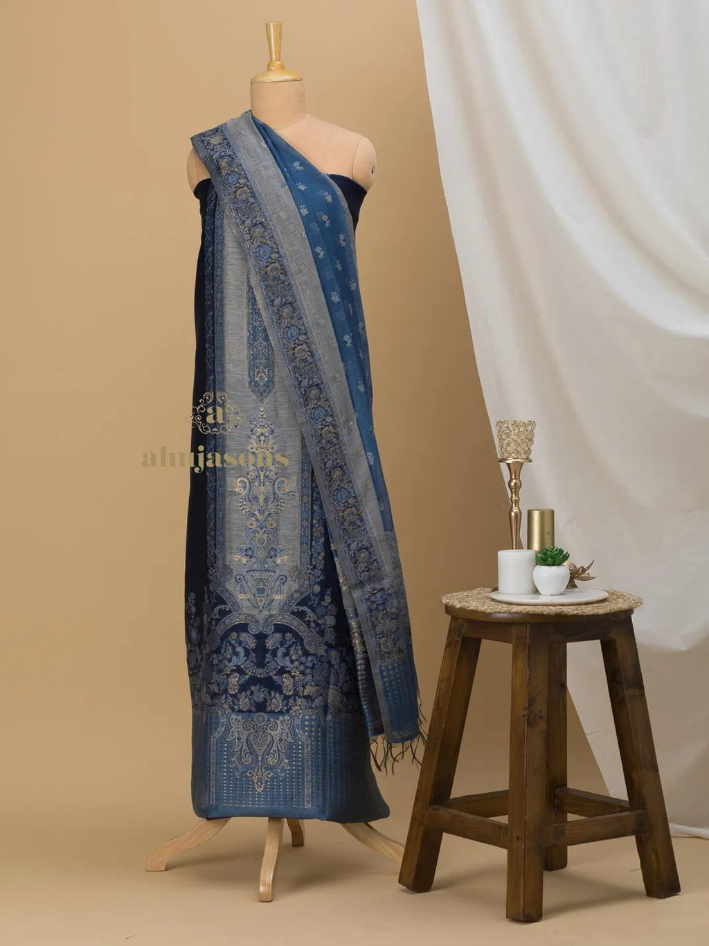 Cotton Silk Suit With Zari Weaving