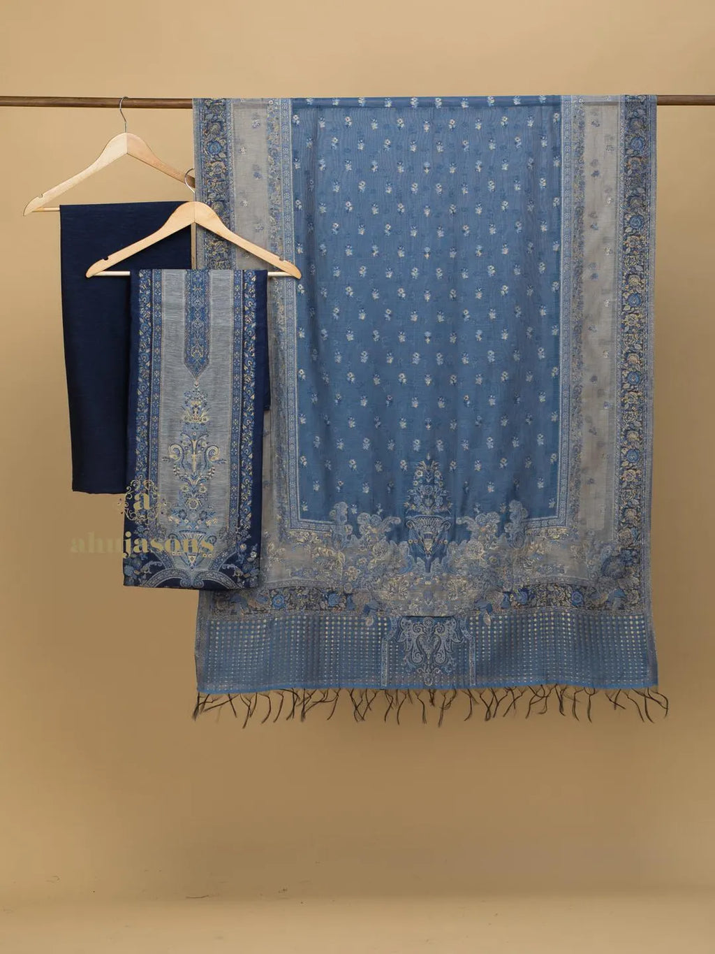 Cotton Silk Suit With Zari Weaving