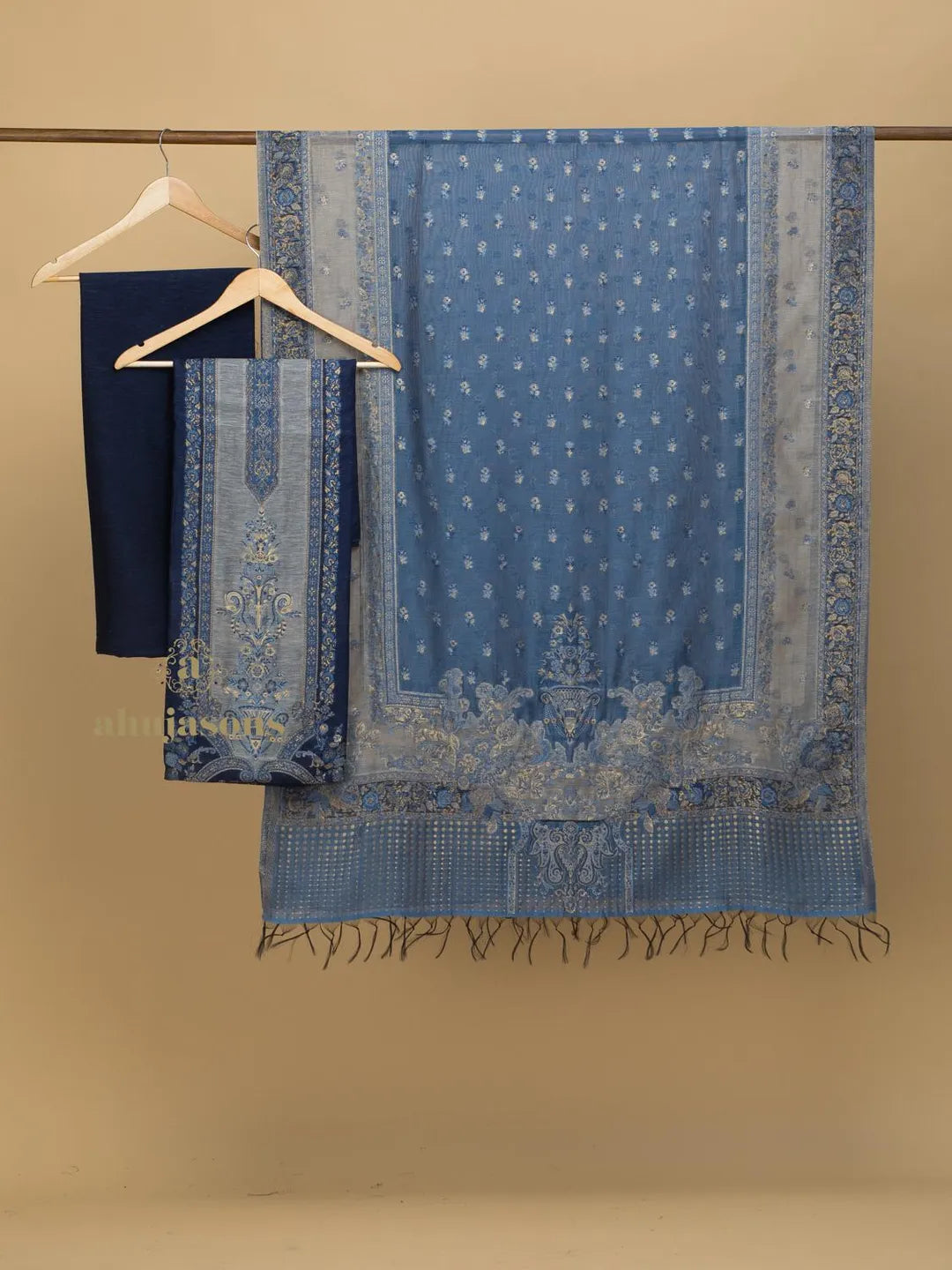 Cotton Silk Suit With Zari Weaving
