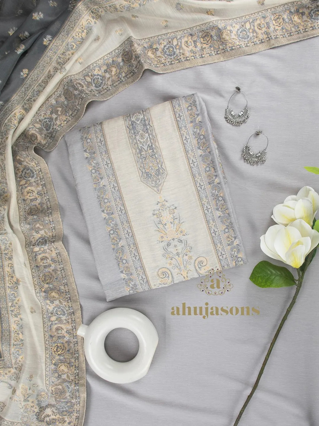 Cotton Silk Suit With Zari Weaving