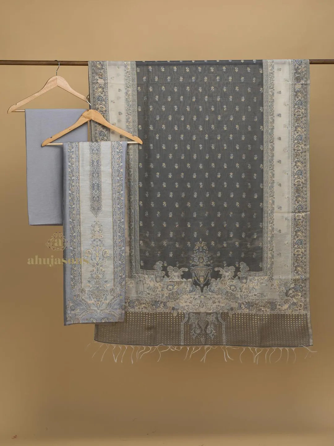 Cotton Silk Suit With Zari Weaving