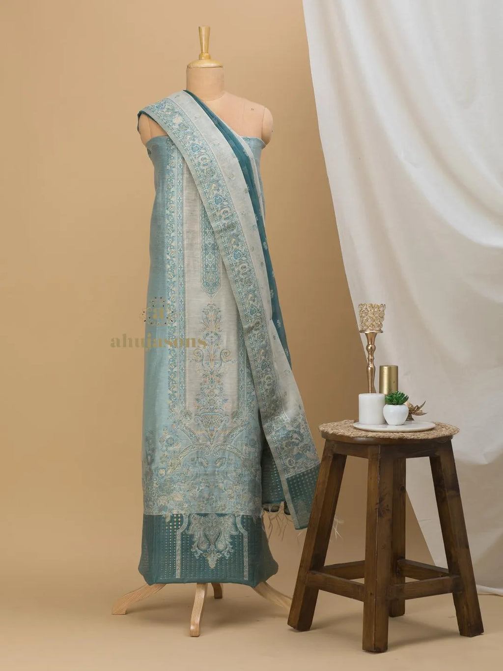 Cotton Silk Suit With Zari Weaving