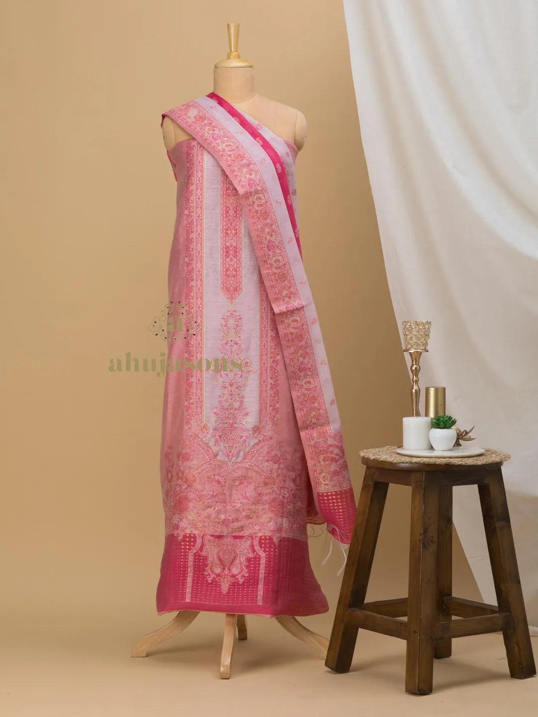 Cotton Silk Suit With Zari Weaving