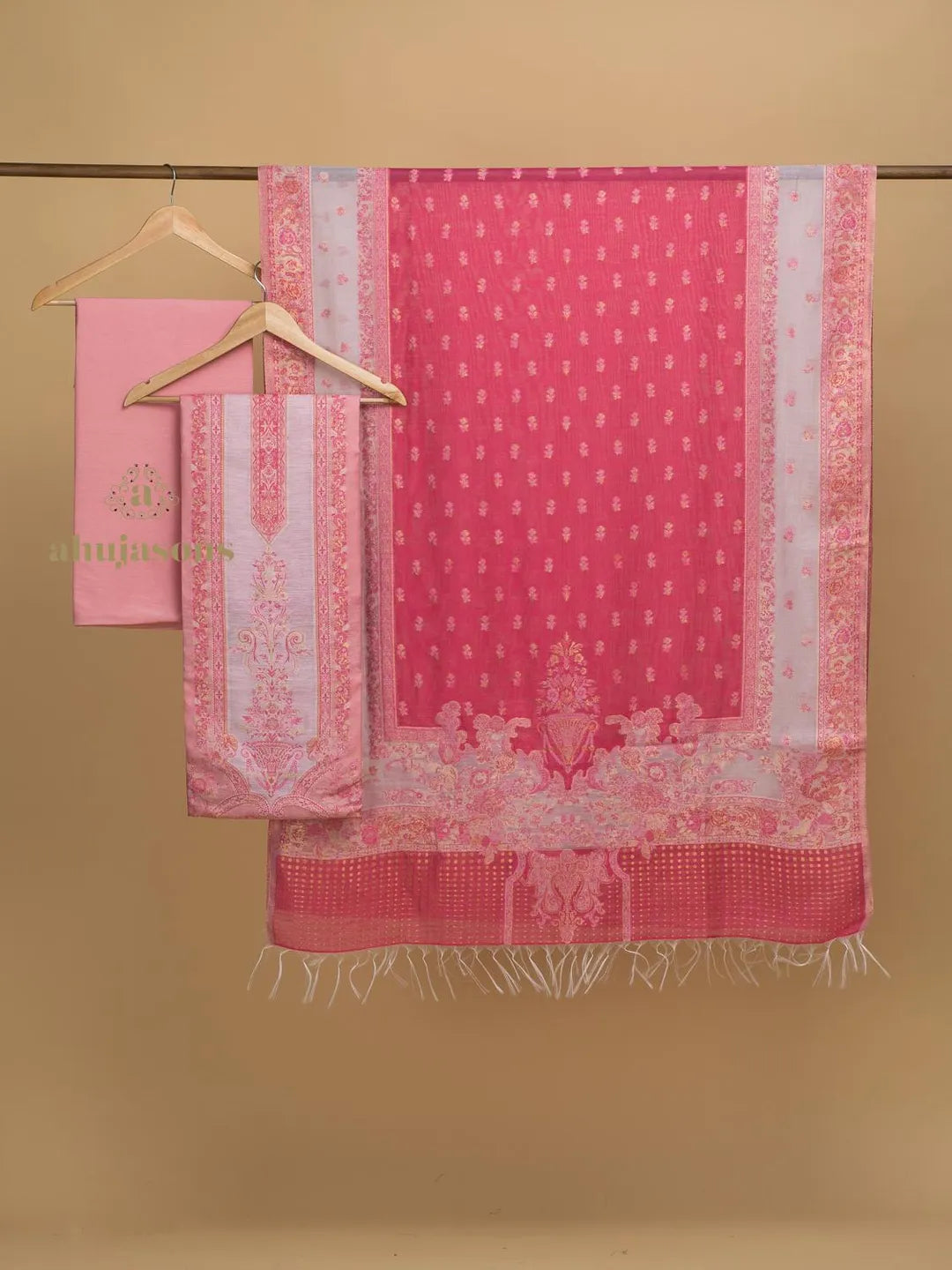 Cotton Silk Suit With Zari Weaving