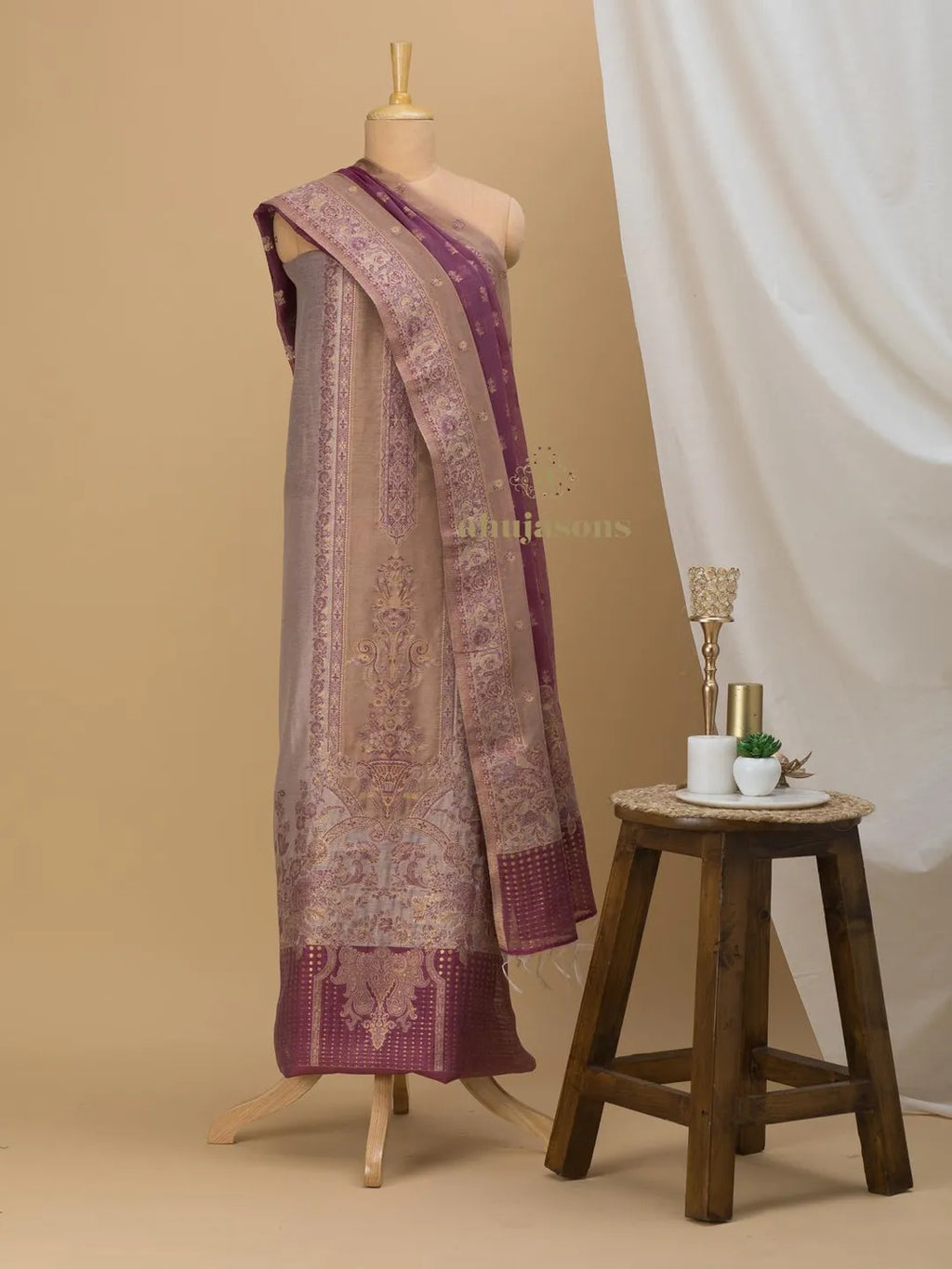 Cotton Silk Suit With Zari Weaving