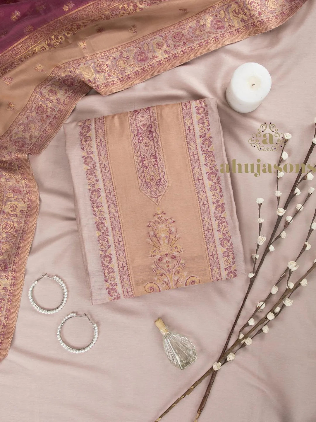 Cotton Silk Suit With Zari Weaving