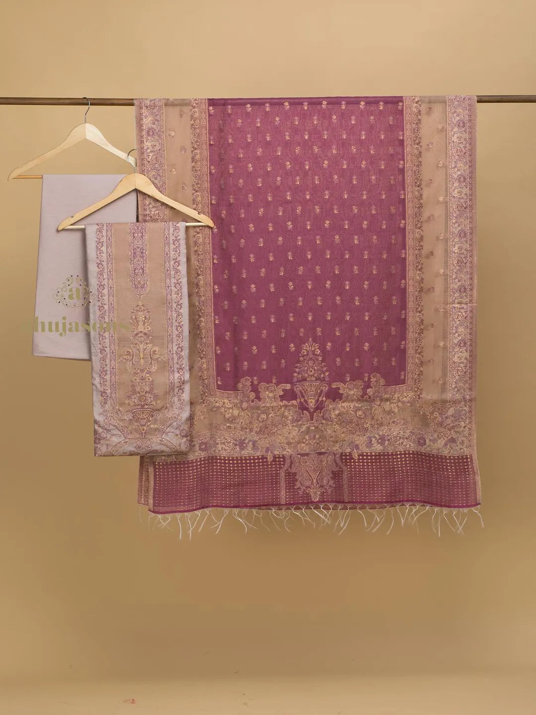 Cotton Silk Suit With Zari Weaving