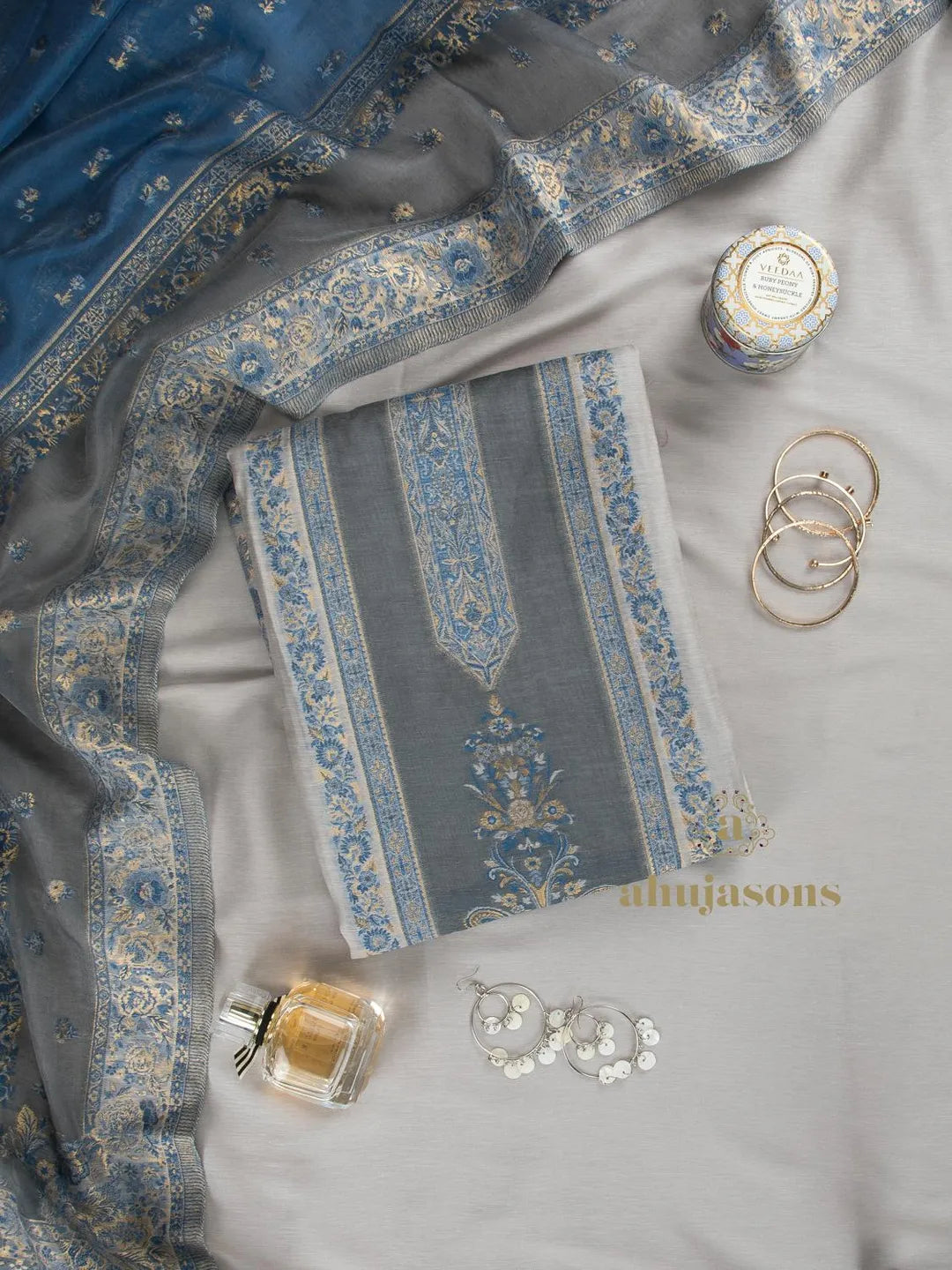 Cotton Silk Suit With Zari Weaving