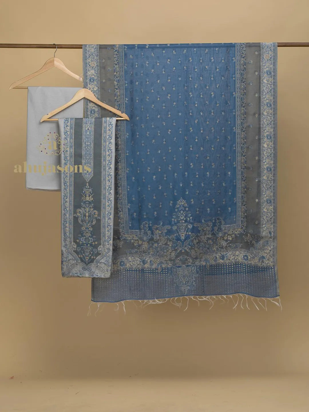Cotton Silk Suit With Zari Weaving