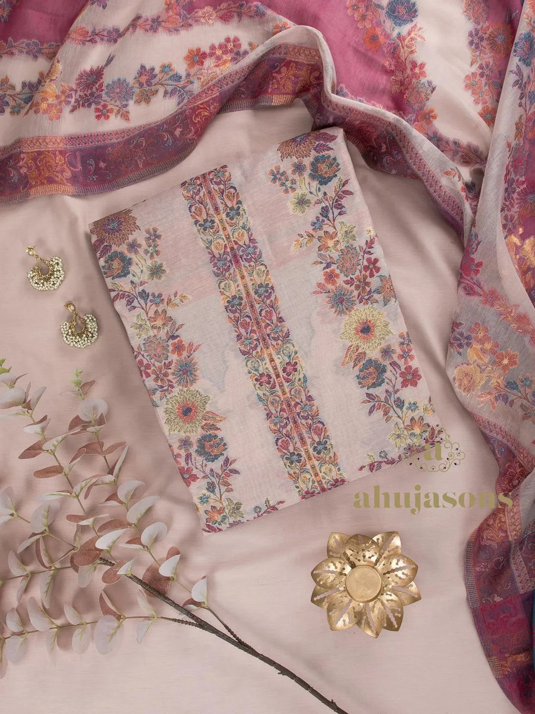 Cotton Silk Suit With Zari Weaving