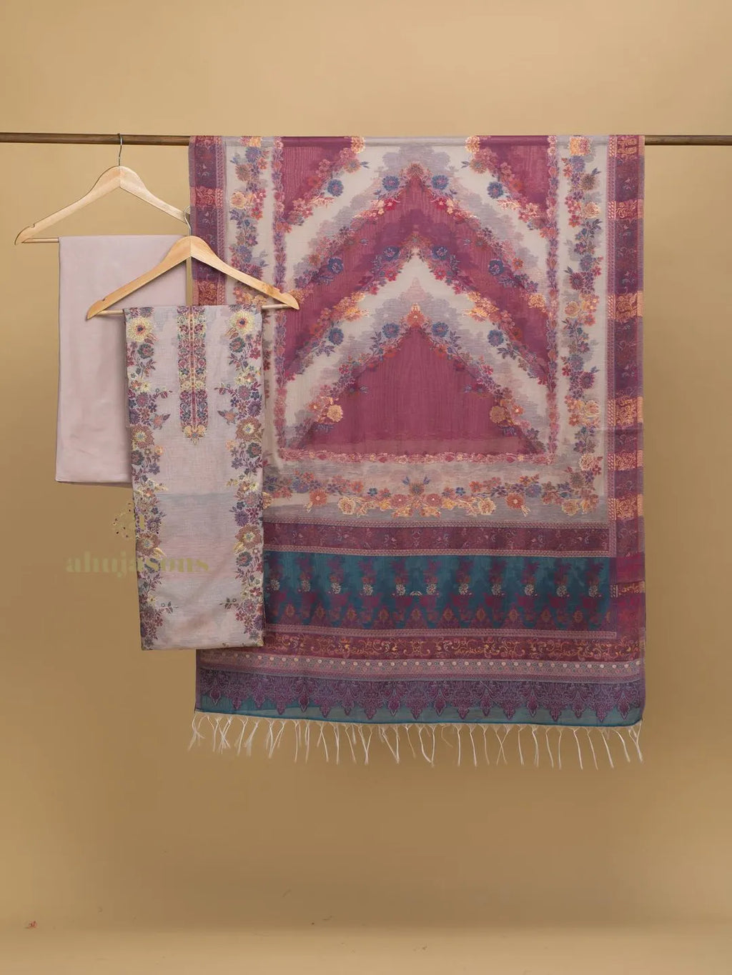 Cotton Silk Suit With Zari Weaving