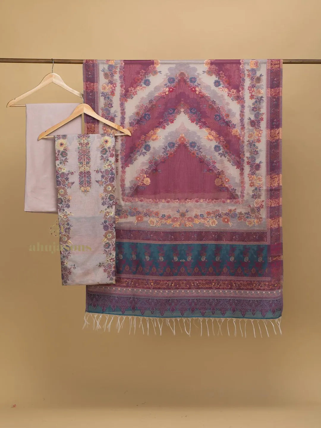 Cotton Silk Suit With Zari Weaving