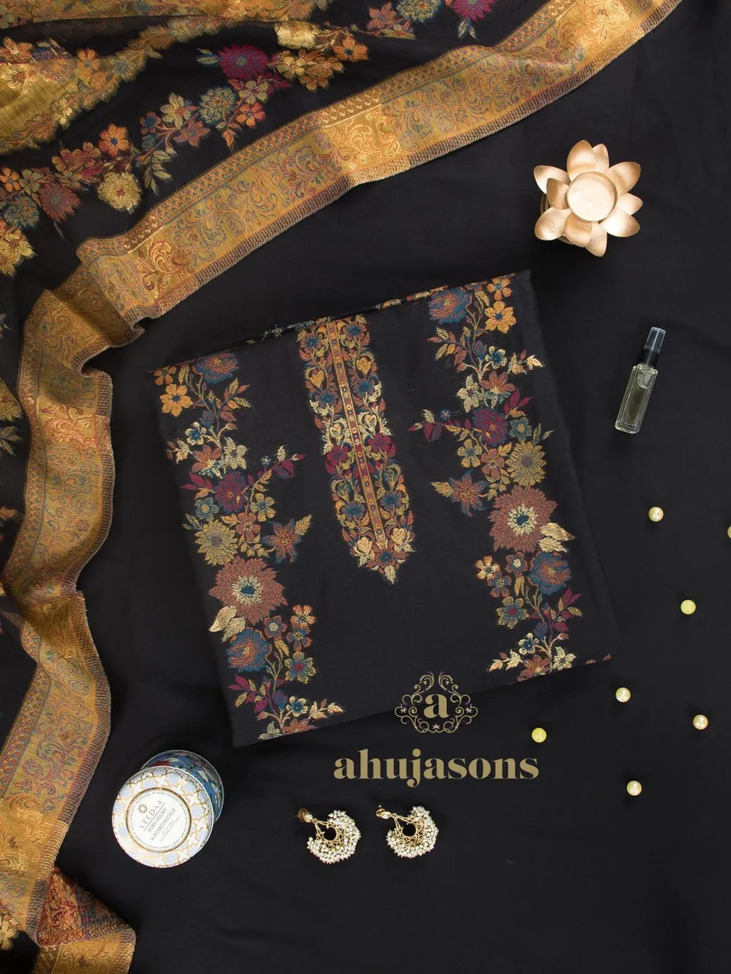 Cotton Silk Suit With Zari Weaving