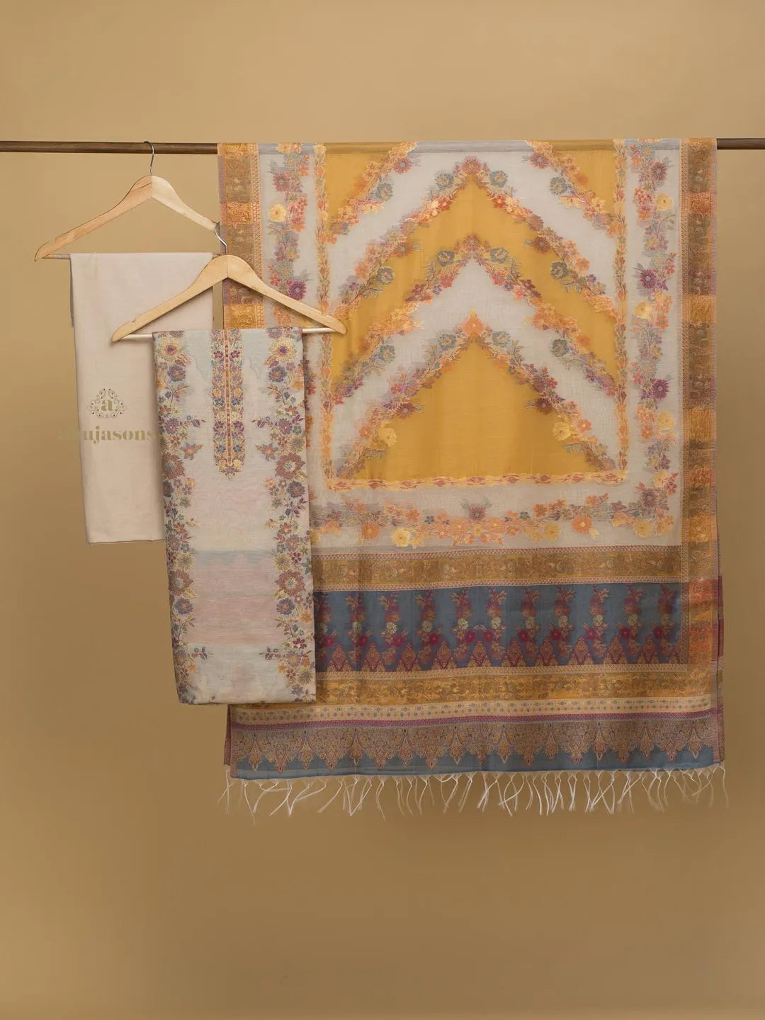 Cotton Silk Suit With Zari Weaving