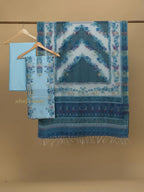 Elegant Blue Cotton silk suit with zari weaving Ensemble