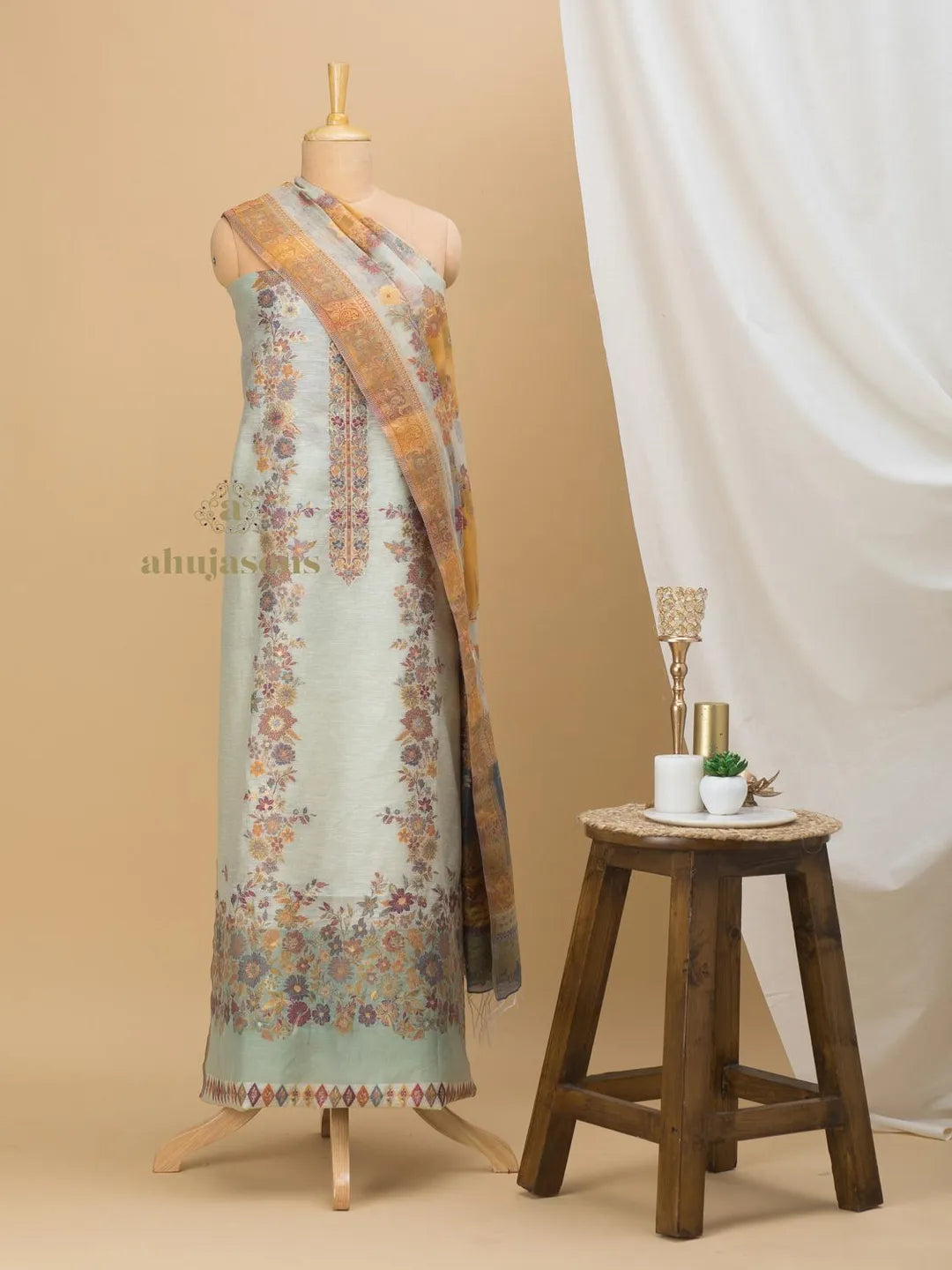 Cotton Silk Suit With Zari Weaving