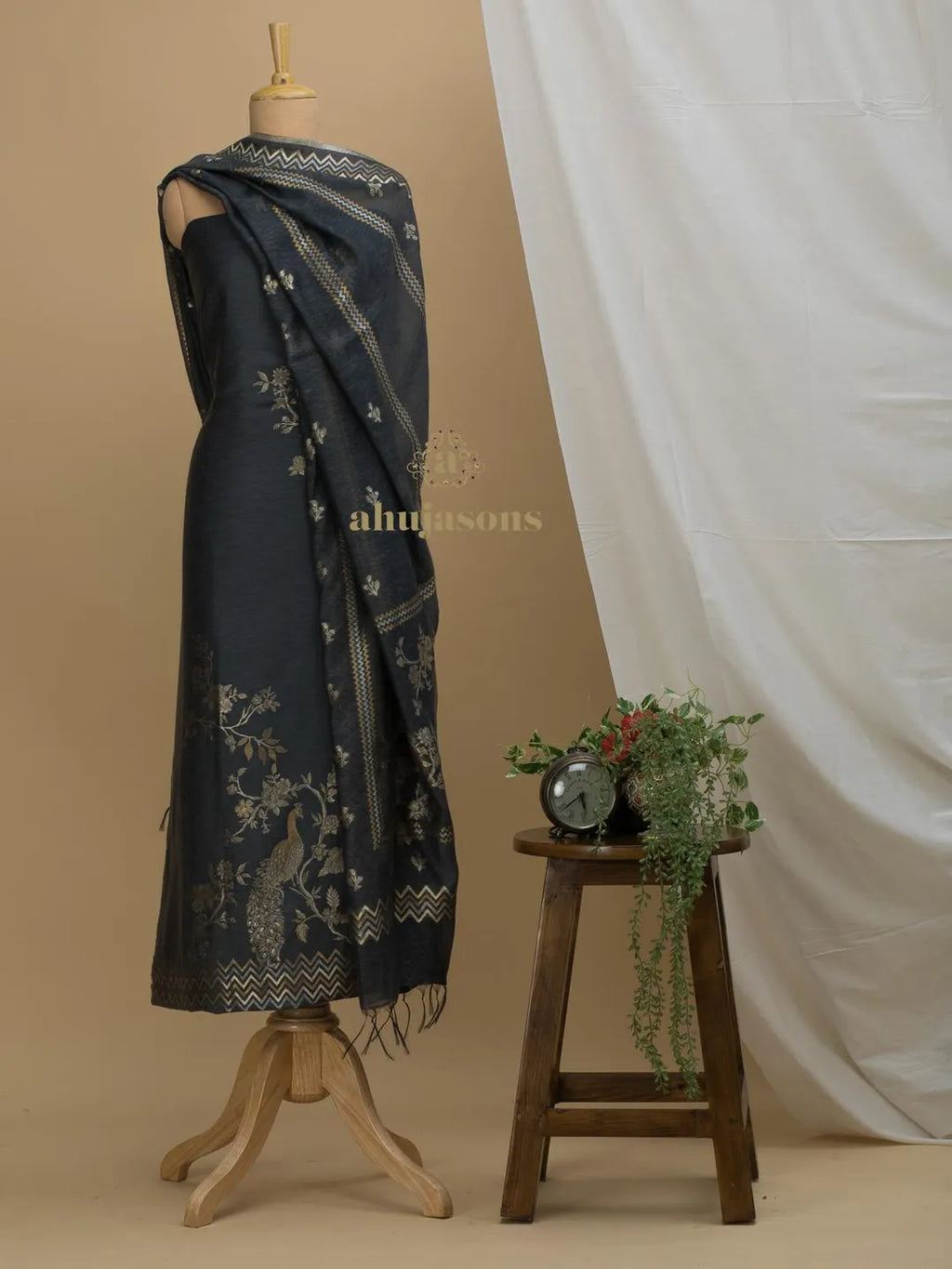 Cotton Silk Suit With Zari Weaving