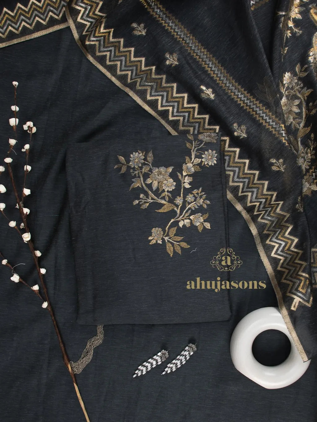 Cotton Silk Suit With Zari Weaving