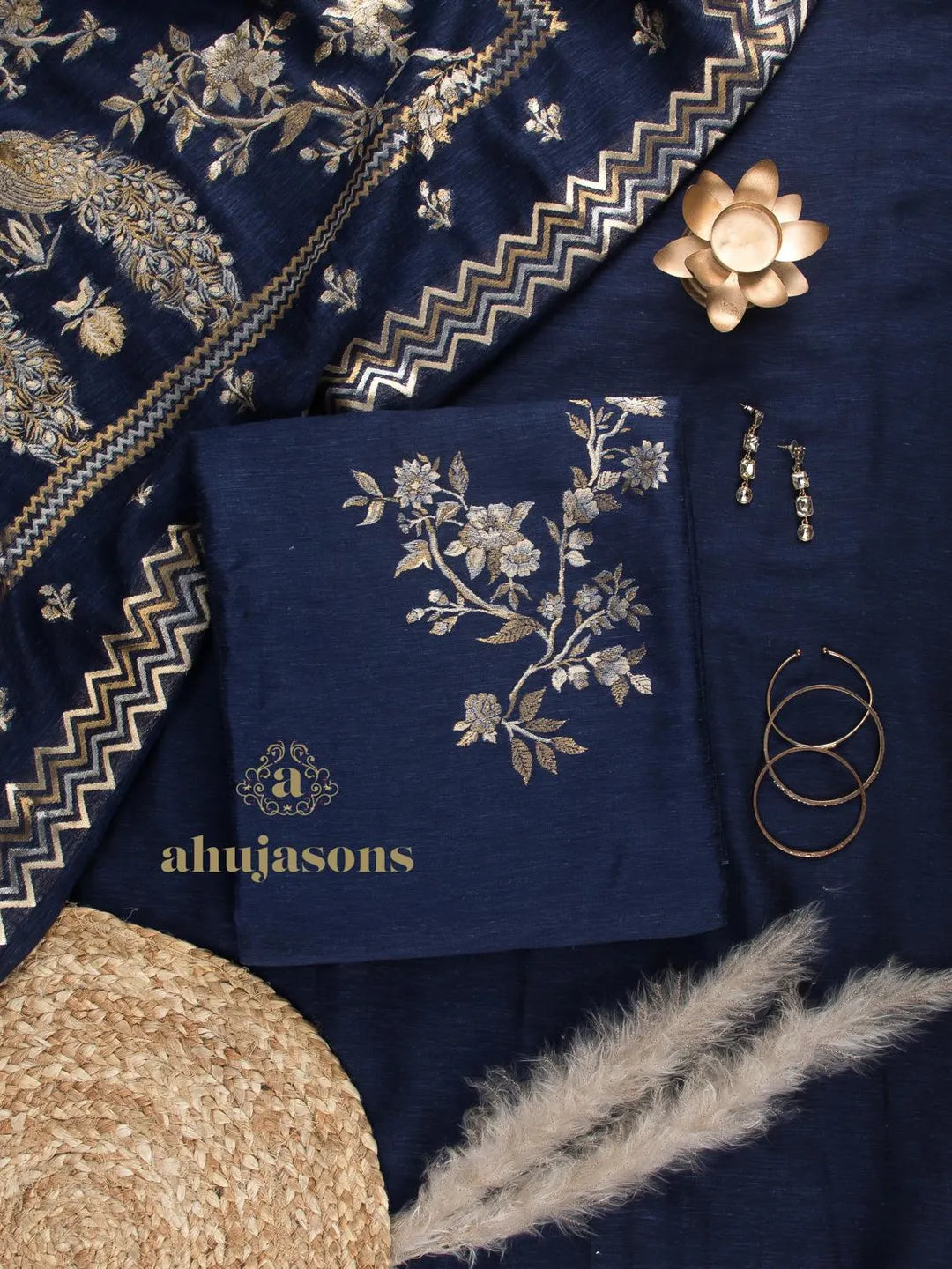 Cotton Silk Suit With Zari Weaving